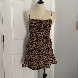 Cheetah print ruched mini dress